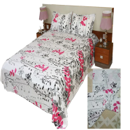 Cotton Fabric Multicolor Print Double King Size Bedsheet Set 7.5 by 8.5 Feet With Two Pillow Covers - Elegant Bedding