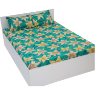 Cotton Fabric Multicolor Print Double King Size Bedsheet Set 7.5x8.5 ft With Two Pillow Covers