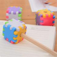 Crackles Cube Shaped Plastic Pencil Sharpener