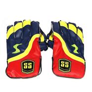 Cricket Wicket Keeping Gloves for Adult One Size (wicket_kp_gloves_ss_c4) - Red, Blue and Yellow