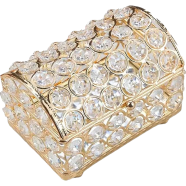 Crystal Jewelry Case Portable Crystal Beaded Jewelry Case Square Metal Jewelry Holder image