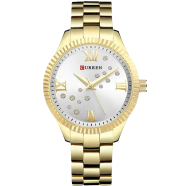 Curren 9009 Quartz Movement Round Dial Stainless Steel Waterproof Women Watch