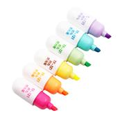Cute Capsulee Highlighter Naughty Expression Bright Watercolor Coloring Pen Pilll Highlighter Marker 6 Pcs Set 