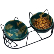 Cute Ceramic Cat Dog Bowl Dish with Iron Stand No Spill Pet Food Water Feeder Cat Ear Shape Cats Small Dogs Pet Bowl icon