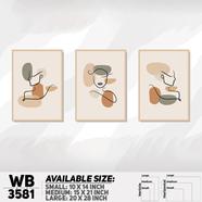 DDecorator Abstract Line Art (Set of 3) Wall Board And Wall Canvas - WB3581