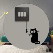 DDecorator Cat Staring At Fish Switch Socket Wall Sticker - (SS161)