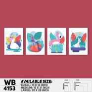 DDecorator Creative Animal Abstract Art Wall Board And Wall Canvas - Set of 4 - WB4153