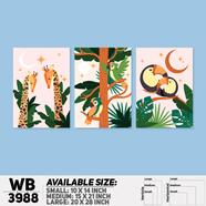 DDecorator Creative Animal Digital Art (Set of 3) Wall Board And Wall Canvas - WB3988