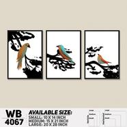 DDecorator Digital Painted Bird Abstract Art (Set of 3) Wall Board and Wall Canvas - WB4067