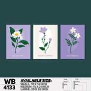 DDecorator Flower And Leaf Abstract Art Wall Board And Wall Canvas - Set of 3 - WB4133