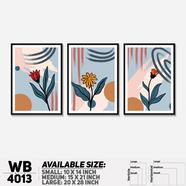 DDecorator Flower And Leaf Abstract Art (Set of 3) Wall Board And Wall Canvas - WB4013
