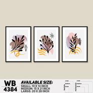 DDecorator Flower And Leaf Abstract Art (Set of 3) Wall Board And Wall Canvas - WB4384