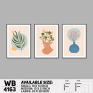 DDecorator Flower And Leaf Abstract Art Wall Board And Wall Canvas - Set of 3 - WB4163