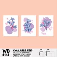 DDecorator Flower And Leaf Abstract Art Wall Board And Wall Canvas - Set of 3 - WB4141