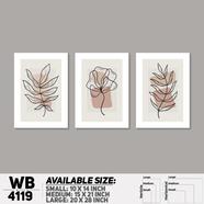 DDecorator Flower And Leaf Abstract Art Wall Board And Wall Canvas - Set of 3 - WB4119