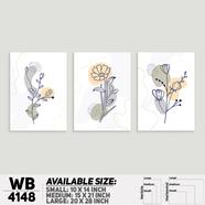 DDecorator Flower And Leaf Abstract Art Wall Board And Wall Canvas - Set of 3 - WB4148