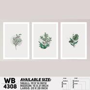 DDecorator Flower And Leaf Abstract Art (Set of 3) Wall Board And Wall Canvas - WB4308