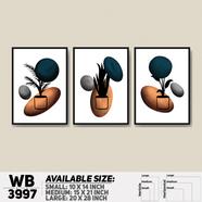 DDecorator Flower And Leaf Abstract Art (Set of 3) Wall Board And Wall Canvas - WB3997