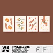 DDecorator Flower And Leaf Abstract Art (Set of 4) Wall Board And Wall Canvas - WB4170