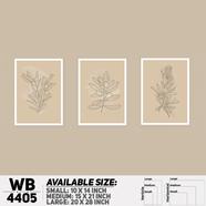 DDecorator Flower And Leaf Abstract Art (Set of 3) Wall Board And Wall Canvas - WB4405