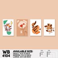 DDecorator Flower And Leaf Abstract Art Wall Board And Wall Canvas - Set of 4 - WB4104