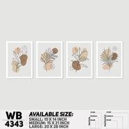 DDecorator Flower And Leaf Abstract Art (Set of 4) Wall Board And Wall Canvas - WB4343