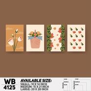 DDecorator Flower And Leaf Abstract Art Wall Board And Wall Canvas - Set of 4 - WB4125