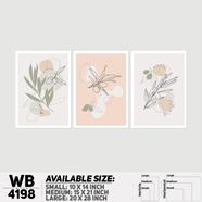 DDecorator Flower And Leaf Abstract Art (Set of 3) Wall Board And Wall Canvas - WB4198