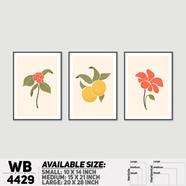 DDecorator Flower And Leaf Abstract Art (Set of 3) Wall Board And Wall Canvas - WB4429