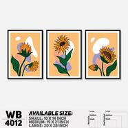 DDecorator Flower And Leaf Abstract Art (Set of 3) Wall Board And Wall Canvas - WB4012