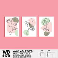DDecorator Flower And Leaf Abstract Art Wall Board And Wall Canvas - Set of 3 - WB4179