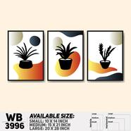 DDecorator Flower And Leaf Abstract Art (Set of 3) Wall Board And Wall Canvas - WB3996