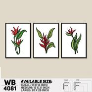 DDecorator Flower And Leaf Abstract Art Wall Board And Wall Canvas - Set of 3 - WB4081