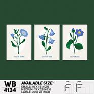 DDecorator Flower And Leaf Abstract Art Wall Board And Wall Canvas - Set of 3 - WB4134
