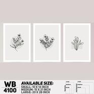 DDecorator Flower And Leaf Abstract Art Wall Board And Wall Canvas - Set of 3 - WB4100