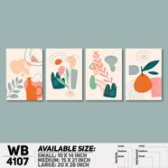 DDecorator Flower And Leaf Abstract Art Wall Board And Wall Canvas - Set of 4 - WB4107