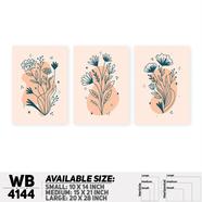 DDecorator Flower And Leaf Abstract Art Wall Board And Wall Canvas - Set of 3 - WB4144