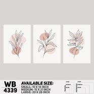 DDecorator Flower And Leaf Abstract Art (Set of 3) Wall Board And Wall Canvas - WB4339