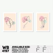 DDecorator Flower And Leaf Abstract Art (Set of 3) Wall Board And Wall Canvas - WB4197