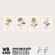 DDecorator Flower And Leaf Abstract Art (Set of 4) Wall Board And Wall Canvas - WB4300