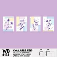 DDecorator Flower And Leaf Abstract Art Wall Board And Wall Canvas - Set of 4 - WB4131