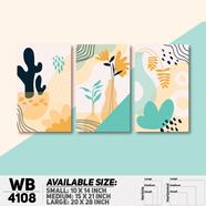 DDecorator Flower And Leaf Abstract Art Wall Board And Wall Canvas - Set of 3 - WB4108