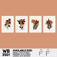 DDecorator Flower And Leaf ArtWork (Set of 4) Wall Board And Wall Canvas - WB3501