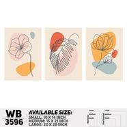 DDecorator Flower And Leaf ArtWork Wall Decor - Set of 3 WB3596