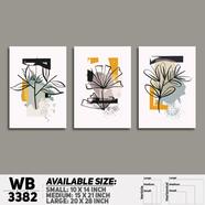DDecorator Flower And Leaf ArtWork (Set of 3) Wall Board And Wall Canvas - WB3382