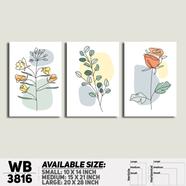 DDecorator Flower And Leaf ArtWork Wall Decor - Set of 3 WB3816