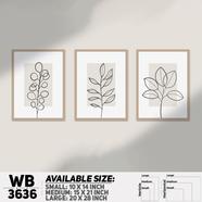 DDecorator Flower And Leaf ArtWork Wall Decor - Set of 3 WB3636