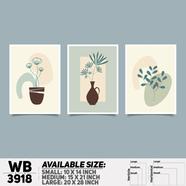 DDecorator Flower And Leaf ArtWork Wall Decor - Set of 3 WB3918
