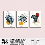 DDecorator Flower And Leaf ArtWork (Set of 3) Wall Board And Wall Canvas - WB3357