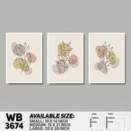 DDecorator Flower And Leaf ArtWork Wall Decor - Set of 3 WB3674